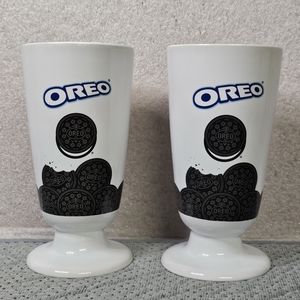 Oreo Cookie Ice Cream Sundae Glasses Mug Set Of 2 Dishwasher Safe 7" x 3.5" used